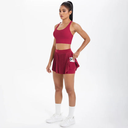 2pcs New Sexy Yoga Set Backless Cross Straps Sports Bra Fashion Breathable Culotte Yoga Shorts With Pocket Gym Women Sports Set