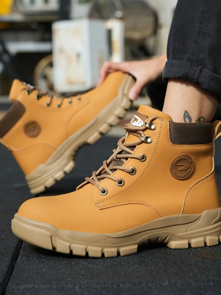 Safety Shoes Steel Toe Work Shoes Men Lightweight Kevlar-Midsole Industrial Work Boots Anti-puncture Protection Tactical Boots