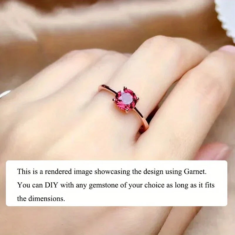1pc 3-15mm Round 4 Prong Ring Settings Solid 925 Sterling Silver Rose Golden Ring Bezel For Gemstone
