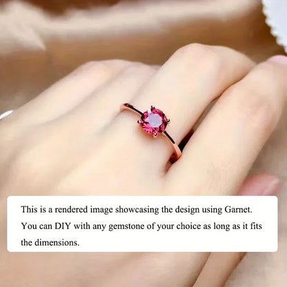 1pc 3-15mm Round 4 Prong Ring Settings Solid 925 Sterling Silver Rose Golden Ring Bezel For Gemstone