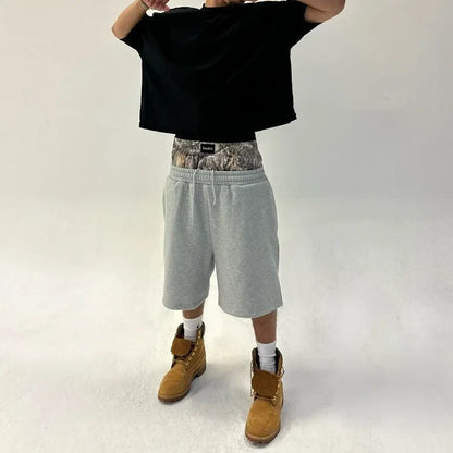 Y2K Retro Shorts Camouflage Pattern Double Waist Embroidered Streetwear Men Women Harajuku Hip Hop Casual Boxer Sports Shorts