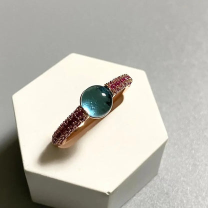 6mm Round Candy Style Ring for Women 33 Colors Purple Zircon Crystal Inlay Jewelry Birthday Gift
