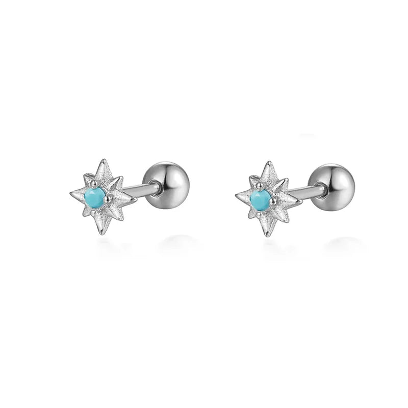 925 Sterling Silver Fashion Love Butterfly Romantic Star Crown Screw Stud Earrings for Women Ear Bone Piercing Jewelry