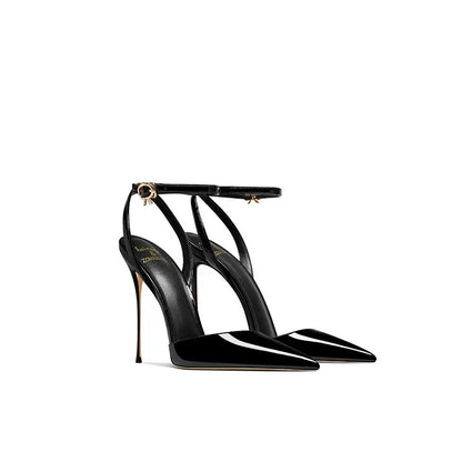 Black patent leather high-end, versatile and comfortable high heels, 2026 autumn new style pointed thin heel sandals for women
