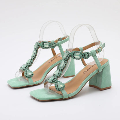 Women'S High Heels Open-Toe Sandals Square-Heeled Fashionable Shoes