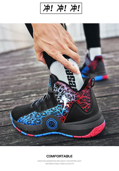 Kids Basketball Shoes Anti-slip High-Top Basketball Combat Boots Boys Girls Cushioned Trainers Children‘s Ankle Support Sneakers