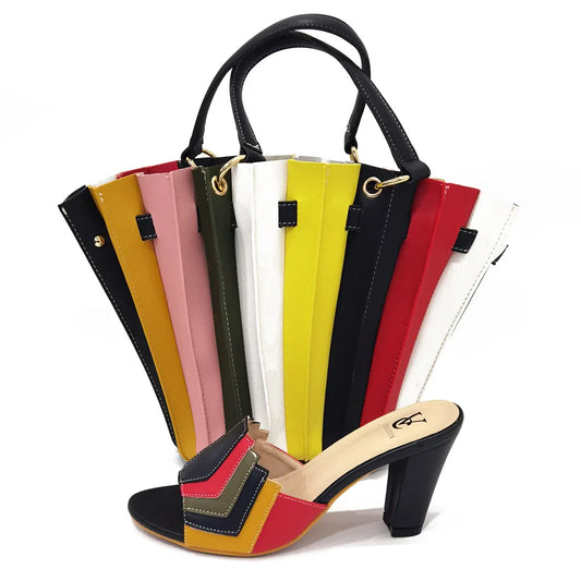 Black Color Comfortable Heels Italian Lady Shoes with Matching Bag for African Women Shoes and Bag Set