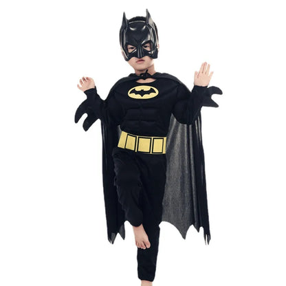 Boys Muscle Costumes with Mask Cloak Movie Character Superhero Cosplay  Party Role Play