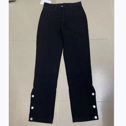 High Waist Jeans Women Black Baggy Straight Leg Denim Trousers