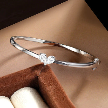 Moissanite Bangles Elegant Women Diamond Solid s925 Silver GRA Certified Dainty Bracelet Fine Jewelry for 17-18cm Wrist