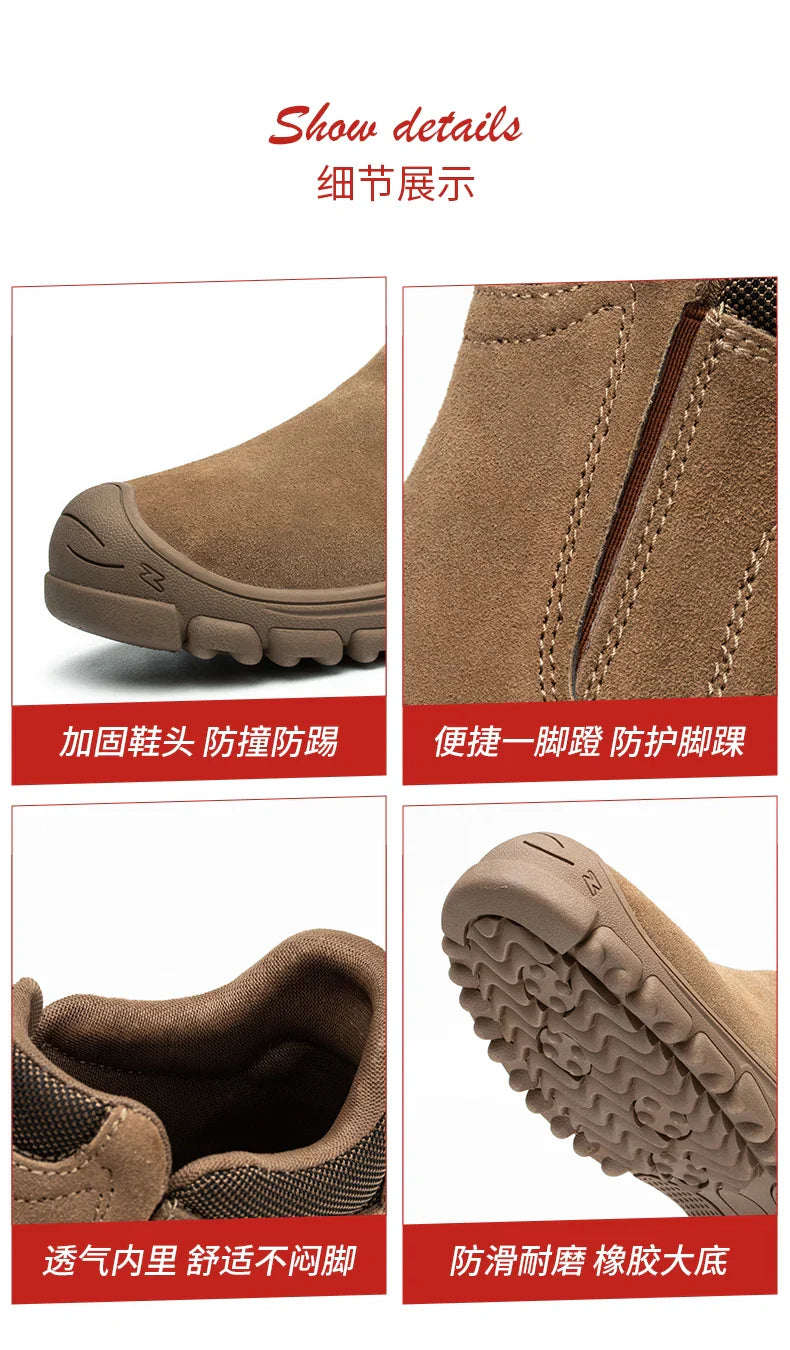 Mens Steel Toe Safety Shoes Breathable Soft Non Slip Work Boots Protective Comfortable Footwear for Men Insulation 6KV Shoes