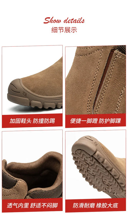 Mens Steel Toe Safety Shoes Breathable Soft Non Slip Work Boots Protective Comfortable Footwear for Men Insulation 6KV Shoes