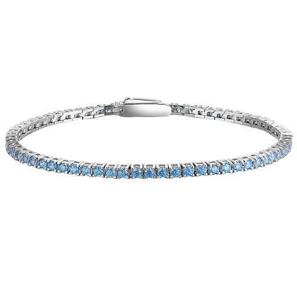 2mm Blue High Carbon Diamond Tennis Bracelet for Women 925 Sterling Silver Color Gemstone Bracelets Party Jewelry Gifts