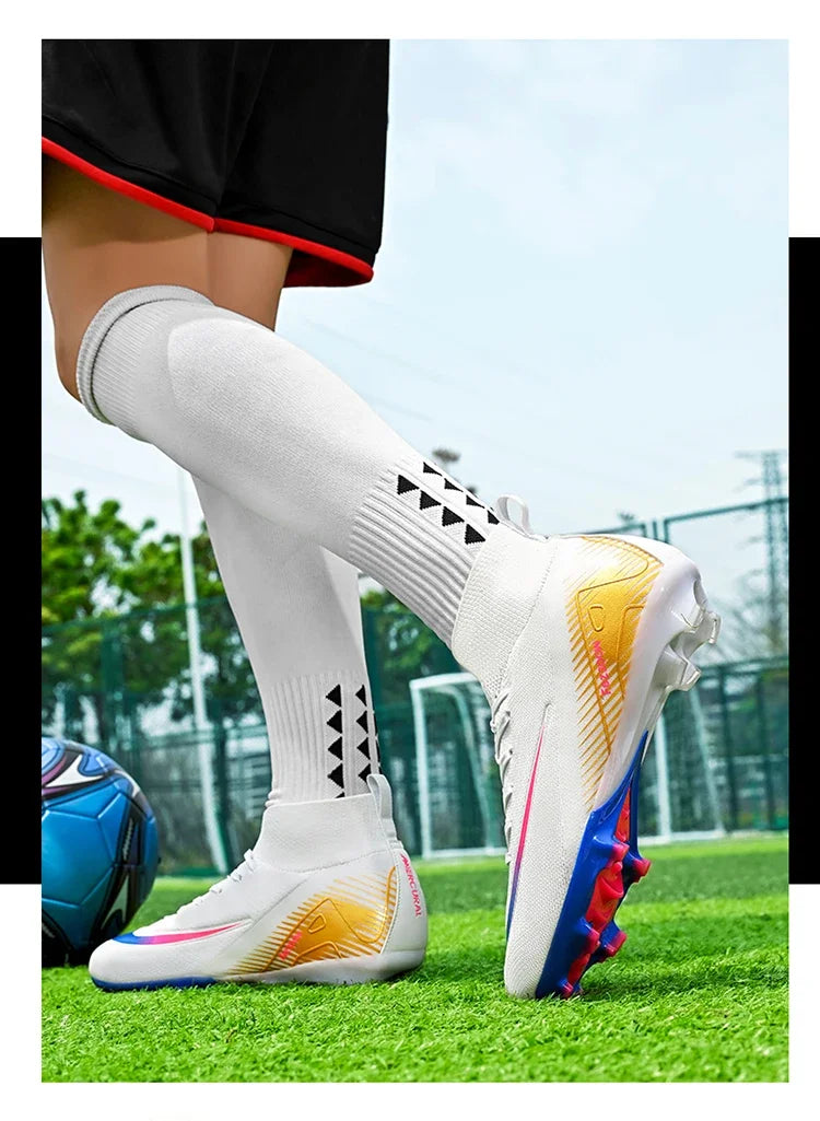 New Men Football Boots Match Outdoor Long Spikes Soccer Shoes Cleats Comfortable Training Sport Adult Breathable Boys Non Slip
