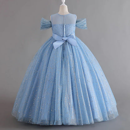 1308 Baby Dresses For Eid 2023 Girls' Sleeveless Mesh Puffy Princess Length Rainbow Skirt Dinner Piano Performance