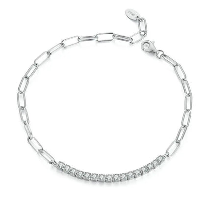 Sparking Moissanite Beads Bracelet Round Cut Adjustable Wrist Chain for Women Teens 925 Sterling Silver Birthday Gift