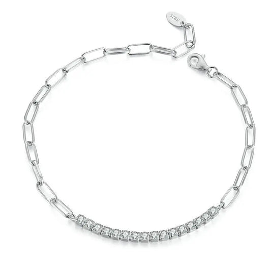 Sparking Moissanite Beads Bracelet Round Cut Adjustable Wrist Chain for Women Teens 925 Sterling Silver Birthday Gift