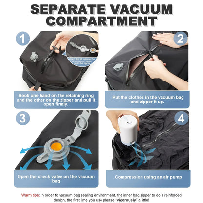 Vacuum Backpack Travel Bag for Men Large Capacity Backpack Business Laptop Backpack Women Men Expandable Backpack School Bag