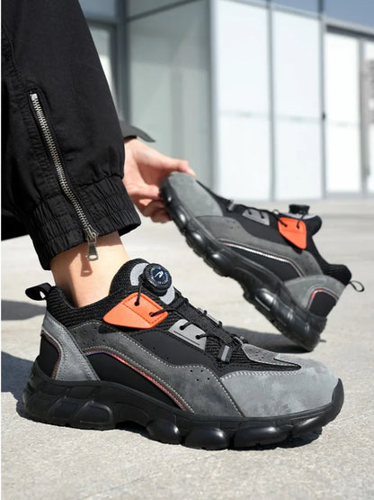 Rotary Buckle New Work Sneakers Lightweight Protective Shoes Safety Industrial Puncture-Proof Anti-smash Men Steel Toe Shoes