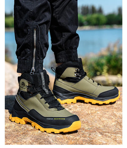 Men's Safety Shoes Steel Toe Anti Smash Safety Boots Puncture Proof Construction Wear-Resistant Work Boots