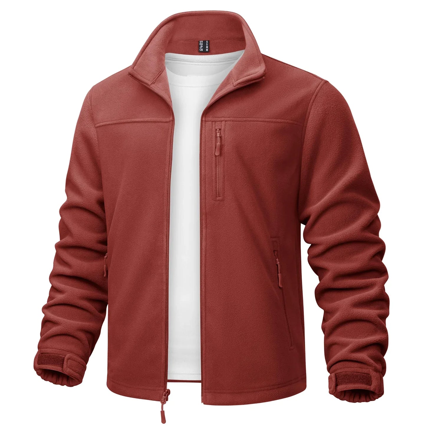 Stand Collar Fleece Jackets Mens Thermal Warm Full Zip Work Jacket Outdoor Trekking Hiking Jackets Windbreaker