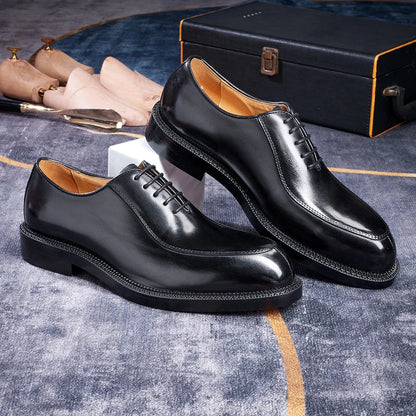 Elegant genuine leather British style toe shoes, men's shoes with carved red soles, business shoes, men's formal wedding dresses