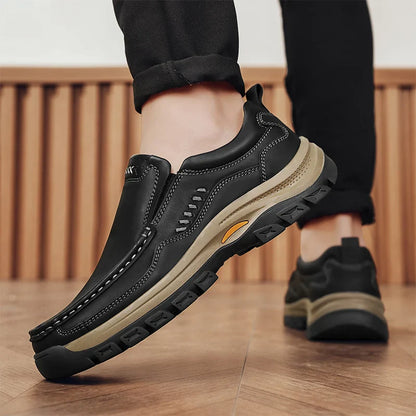 Men's Hand-Stitched Fashion Loafers, Solid Color Low-Top Casual Shoes, Simple Trendy Slip-On Sneakers, Men's Shoes for All Seasons, Daily Office Business Shoes, Large Size Men's Shoes