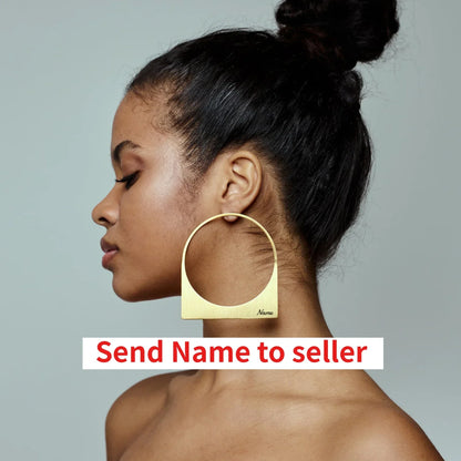 African Large Hoop Earring with Custom Name Middle East Dubai 18K Gold Plated Stainless Steel Earrings Women Jewelry Handmade