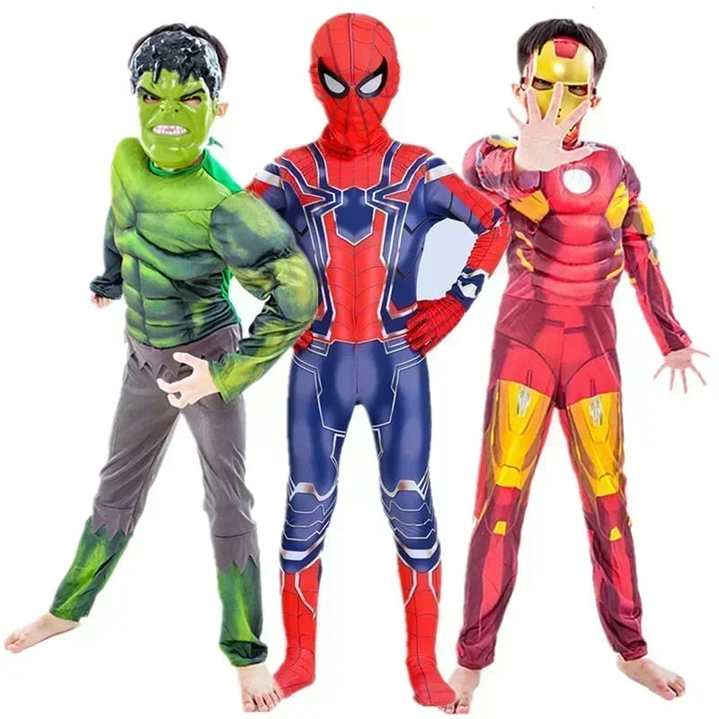 New Hulk Iron Man Children's Fantastic Costume Halloween Party Role Playing Spider Man Superman Children's Tight Clothing