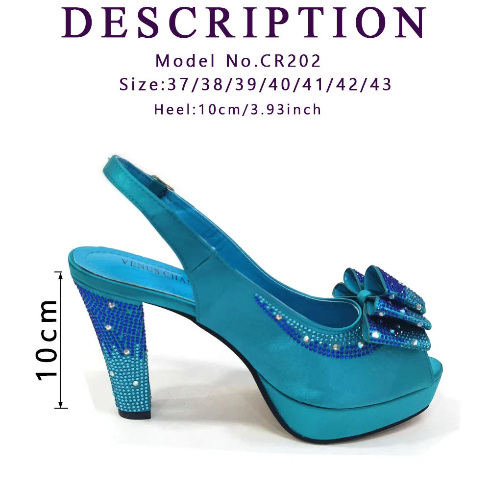 Shoes Matching Bag With Applique Mature African Ladies Super High Heels Sandals for Party Fashionable Italian Women