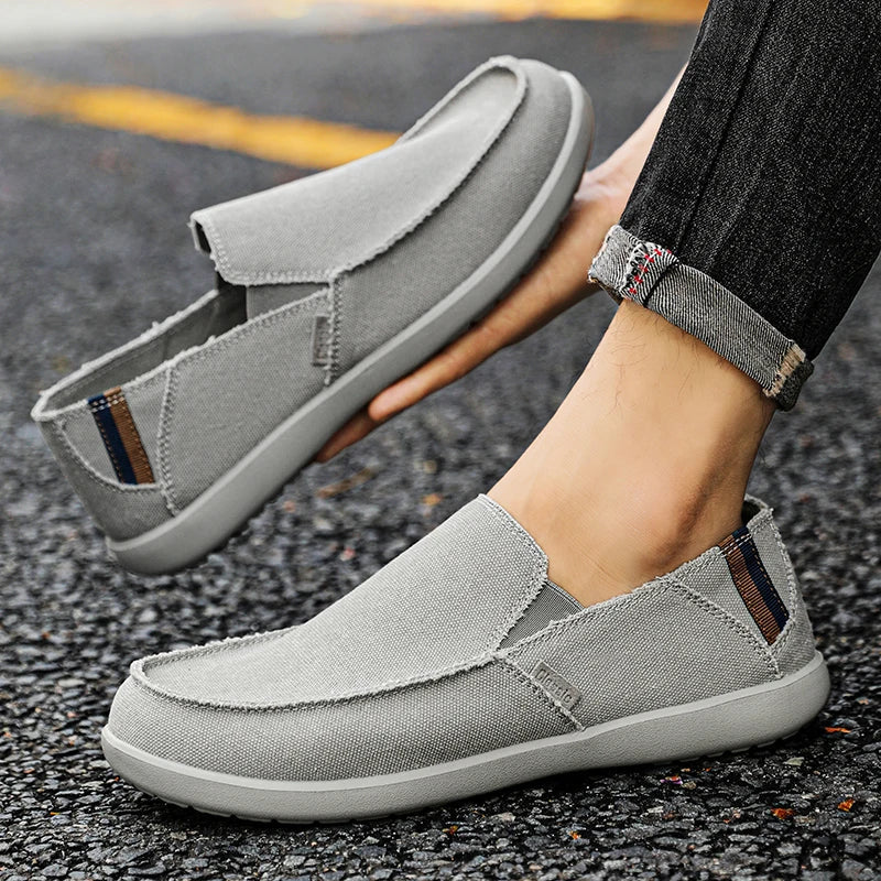 Large Size Canvas Shoes Men's Slip-On Loafers Casual Breathable Independent Station Cross-Border Shoes Adult Low Heel Rubber