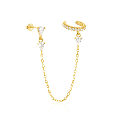 1PC 925 Sterling Silver Horse Eye Chain Tassel Zircon Drop Earrings For Women Ins Minimalism Geometric Earrings Gift