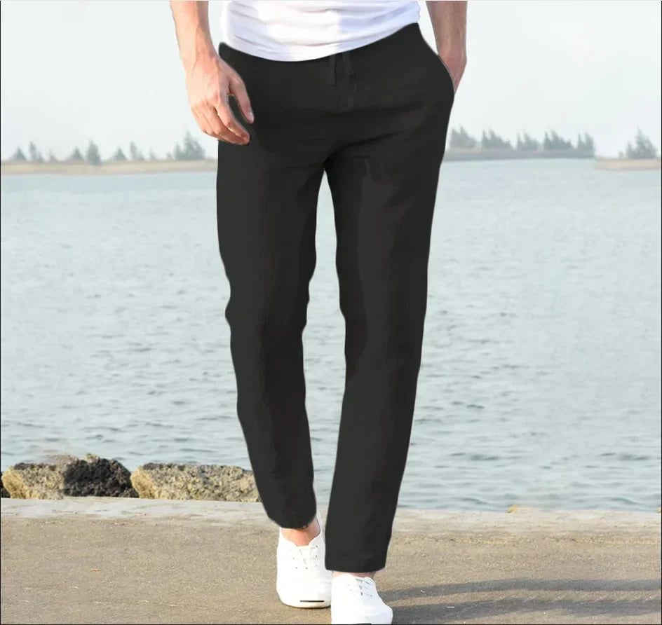 Men's cotton and linen pants, men's autumn new casual breathable solid color linen pants, fitness streetwear s-5XL