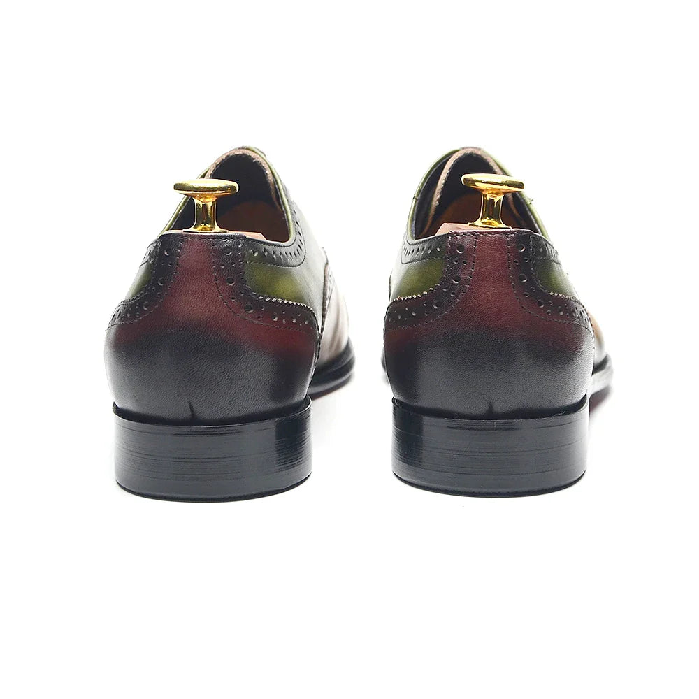 Luxury Italian Men's Wedding Dress Shoes Genuine Leather Cap Toe Lace-up Oxfords Lace-up Brogue Black Business Formal Shoes Man