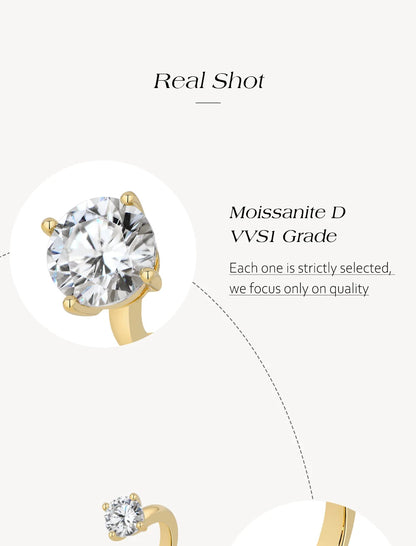 Two Stone Round Cut Moissanite Ring for Women 100% S925 Silver Personalized Open Rings Daily Wear Korean Style Jewelry