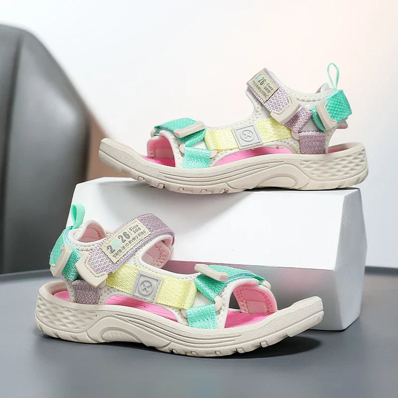 New Summer Kids Sport Sandals, Children Casual Breathable Barefoot Shoes, Non-Slip Lightweight Water Beach Sandals for Boys