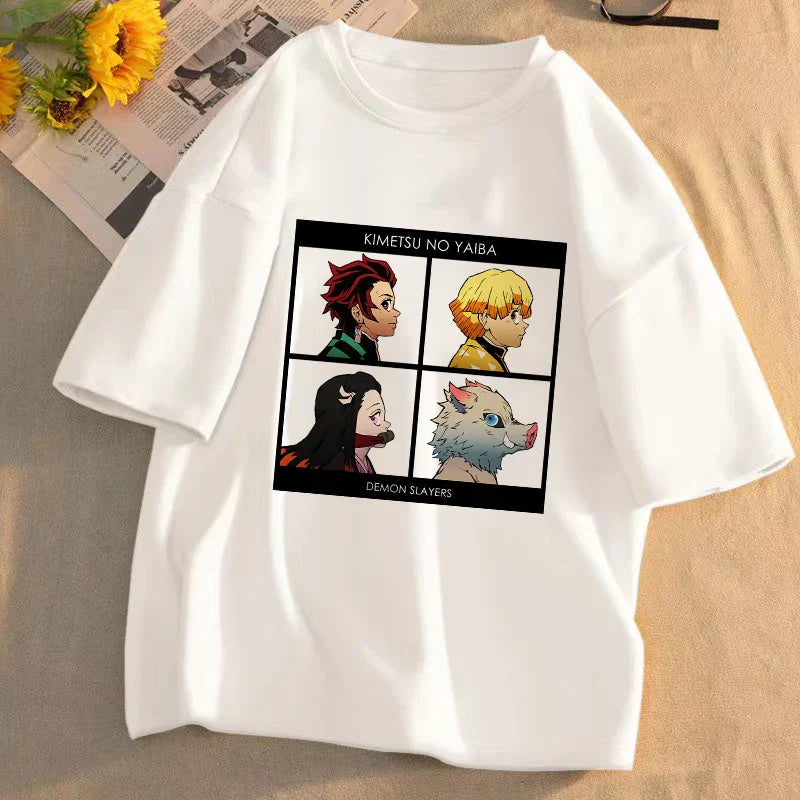 Demon Slayer Anime T-Shirt Kimetsu No Yaiba Unisex Graphic Tee Summer Short Sleeve Casual Cartoon Top Streetwear Anime Gift