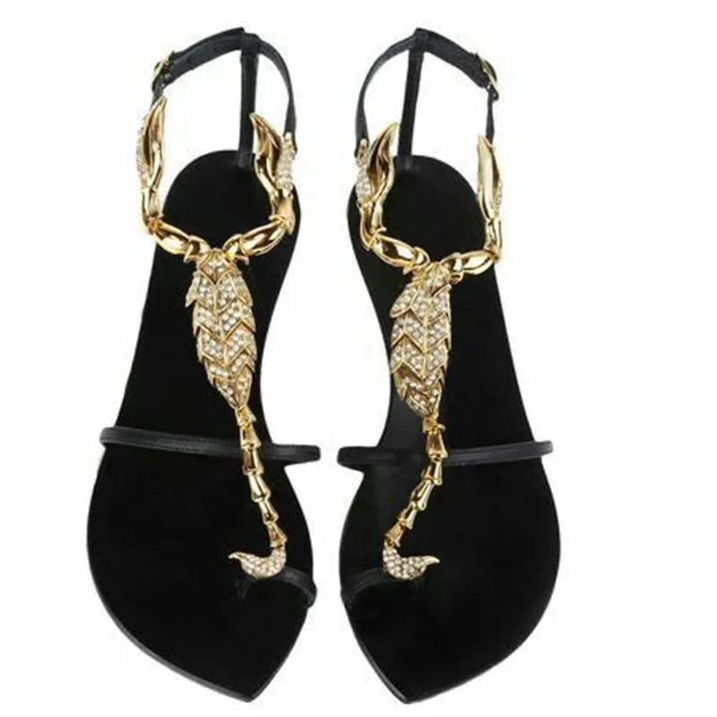 Shiny Crystal Rhinestone Gold Metal Decoration Pumps Sexy Pointed Toe Thin Heel New Arrvials Fashion Women Modern Shoes