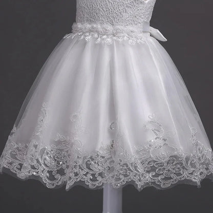 0-3Y Baby Girl Clothes Lace Dress Sleeveless Infant Summer Dress White Dress for Girls Baptismal Costume Toddler Wedding Dress