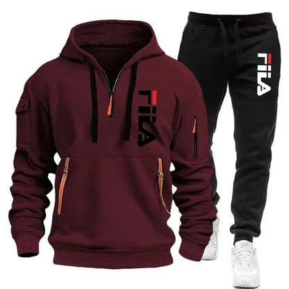 Autumn and winter hot selling men's hooded sweatshirt+casual pants two-piece outdoor multi pocket pullover and sports pants set