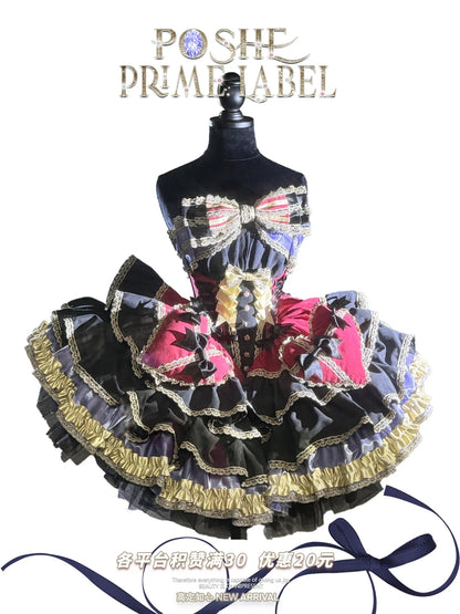 Girls Birthday Lolita Dress 2024 Spring and Summer Women's Tube Top Satin Bowknot Slim Pettiskirt Short Mini Party Dress