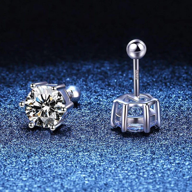 6.5mm Certified Moissanite Stud Earrings for Men Women Created Diamond Studs S925 Rhodium Plated Luxury Quality Jewelry