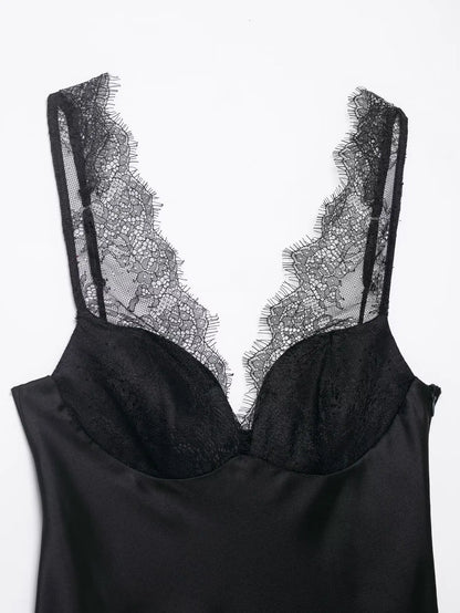 2026 Summer Fashion Women's Slim Tank Tops Sleeveless Backless Solid Lace V Neck Shirt Female Sexy Party Causal Tops