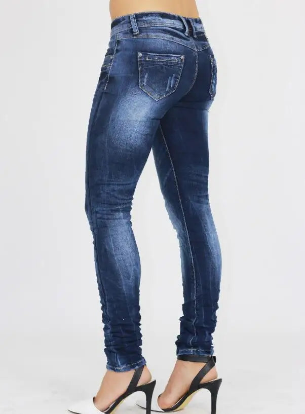 Women's Tight Denim Pencil Pants, Low Waisted Jeans
