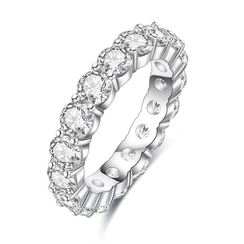 High-end lady 18K white gold and platinum PT950 moissanite ring full of diamond row ring proposal diamond ring