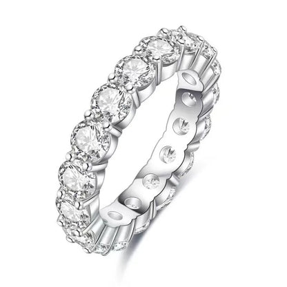 High-end lady 18K white gold and platinum PT950 moissanite ring full of diamond row ring proposal diamond ring