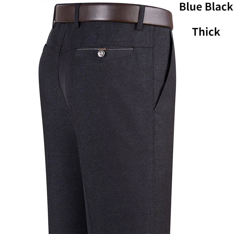 New Men's Summer Thin Autumn Thicken Business Casual Pants Fashion Solid Gentle Trousers Male Brand Suit Pant Black Grey GOZBKF