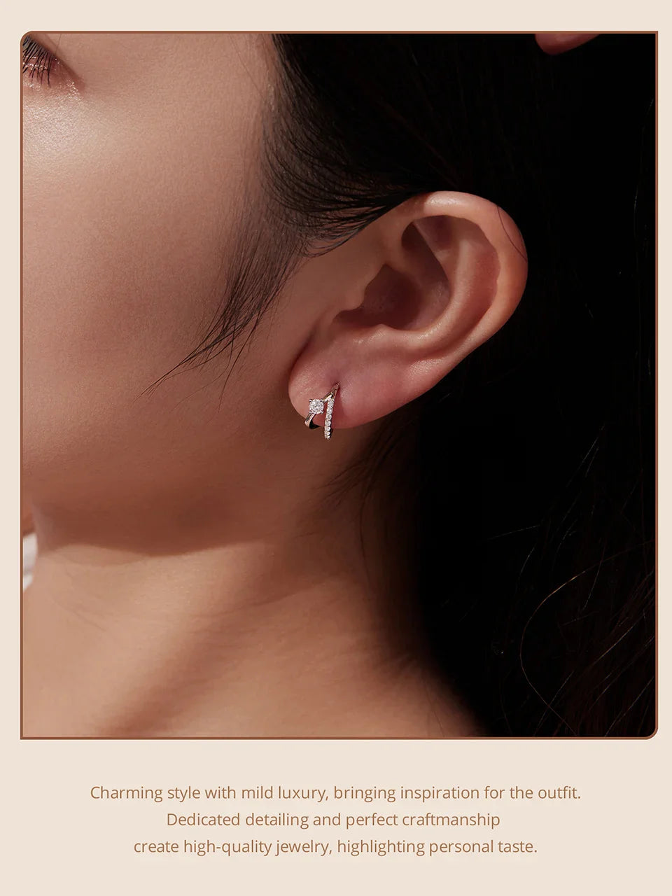 Classic Moissanite Hoop Earrings for Women, Double-Layer 925 Sterling Silver D Color Round Cut Lab Diamond Earrings