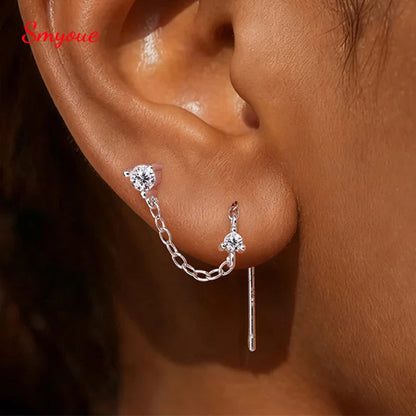 New D Vvs1 All Moissanite Tassel Drop Earrings for Women Lab Diamond Wedding Party Jewelry 100% S925 Sterling Silver