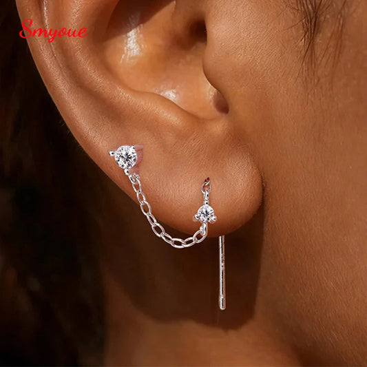 New D Vvs1 All Moissanite Tassel Drop Earrings for Women Lab Diamond Wedding Party Jewelry 100% S925 Sterling Silver